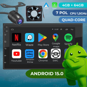 (Envio de SP) DAAN Central Android 15 4+64GB 7" 2 Din