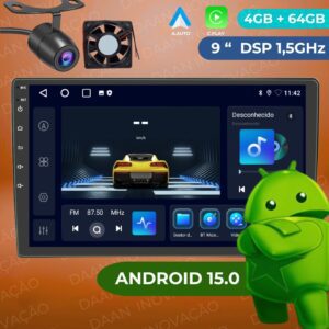 (Envio de SP) Multimídia DAAN Android 15 9" 4+64GB 2 Din 1,5GHz
