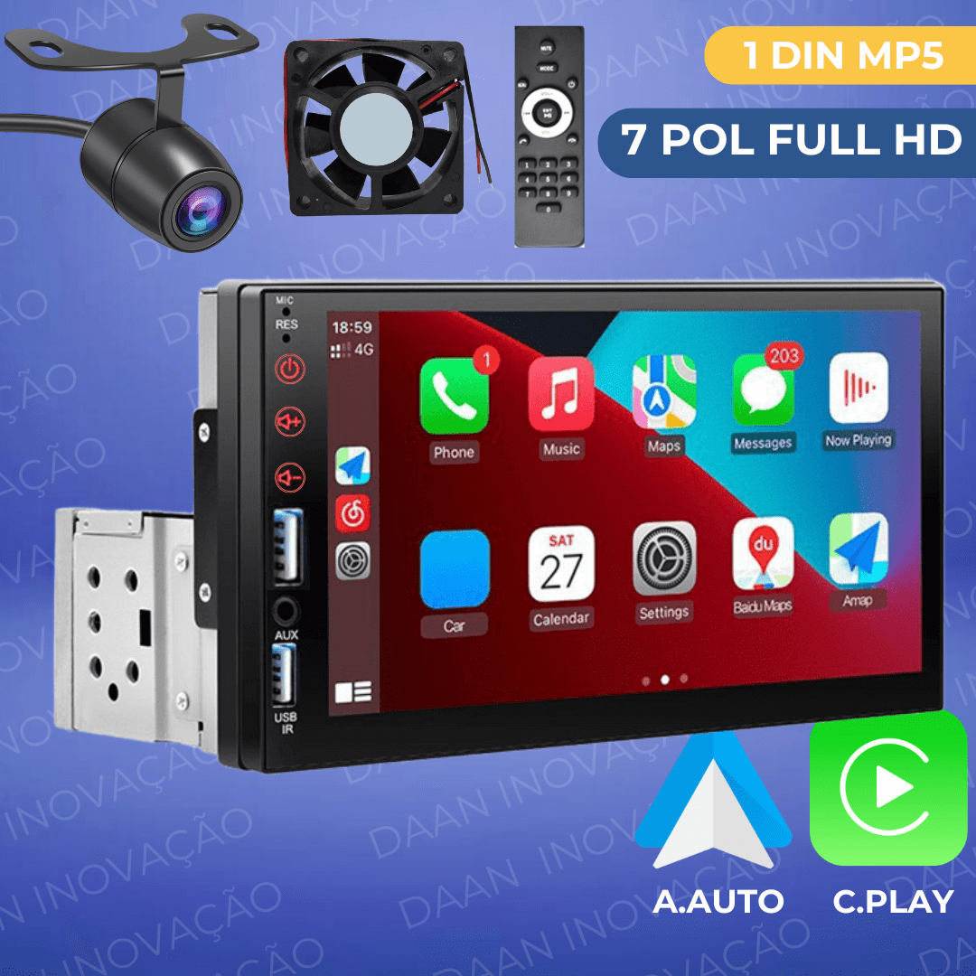 Central 7 Polegadas 1 Din Mp5 Carplay Android Auto