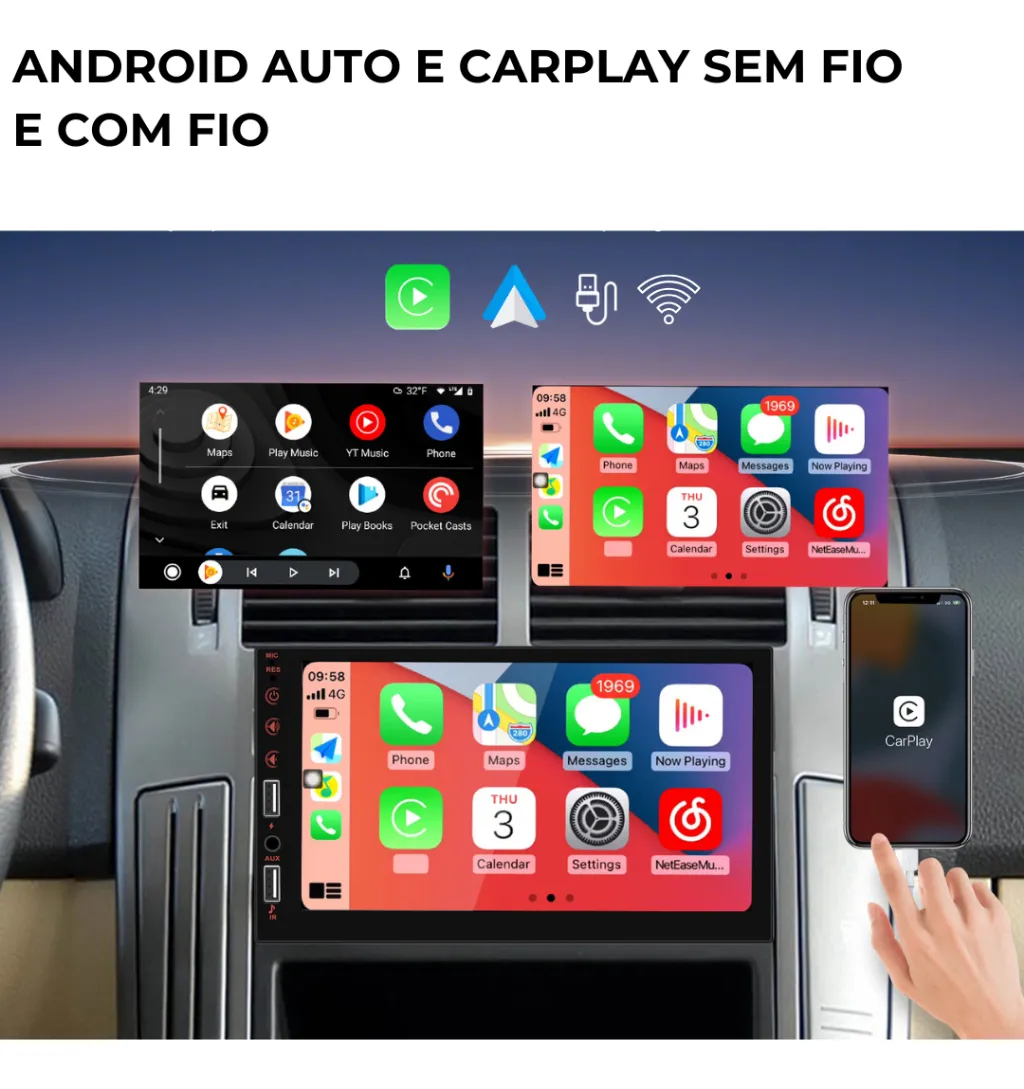 Central 7 Polegadas 1 Din Mp5 Carplay Android Auto - Imagem 2