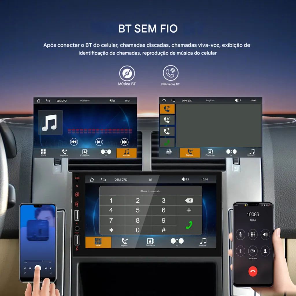 Central 7 Polegadas 1 Din Mp5 Carplay Android Auto - Imagem 4